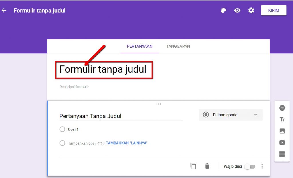 memberi judul pada google form