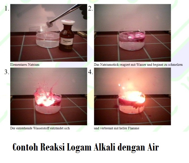 contoh reaksi logam alkali dengan air