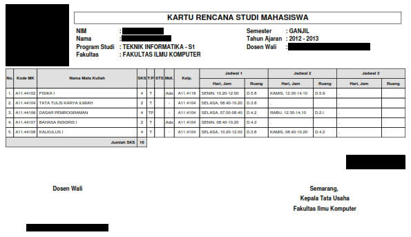 Kartu Rencana Studi Pengertian Contoh dan Cara