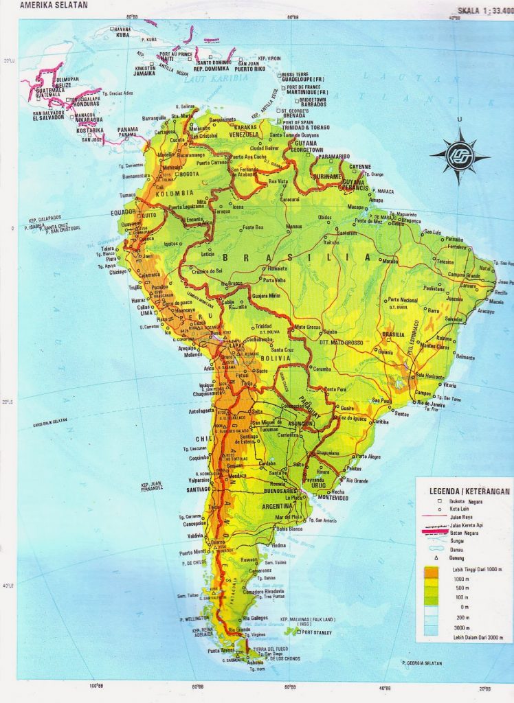 Peta Benua Amerika Selatan