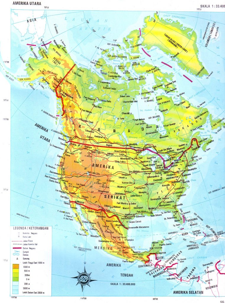 Peta Benua Amerika Utara