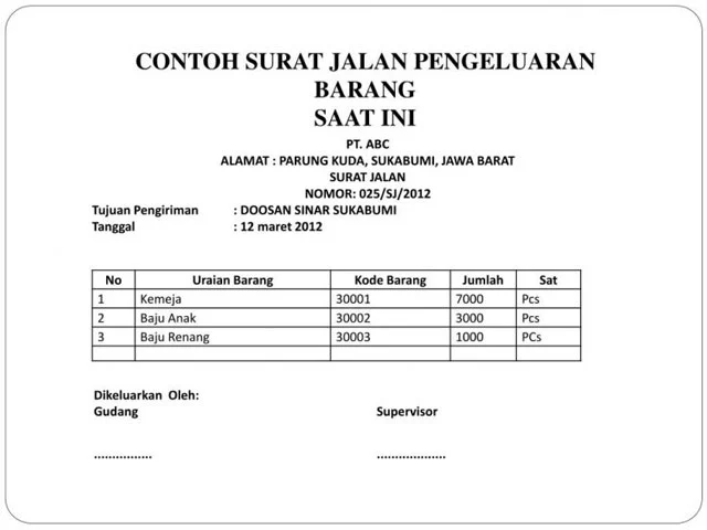 Contoh Surat Jalan 11